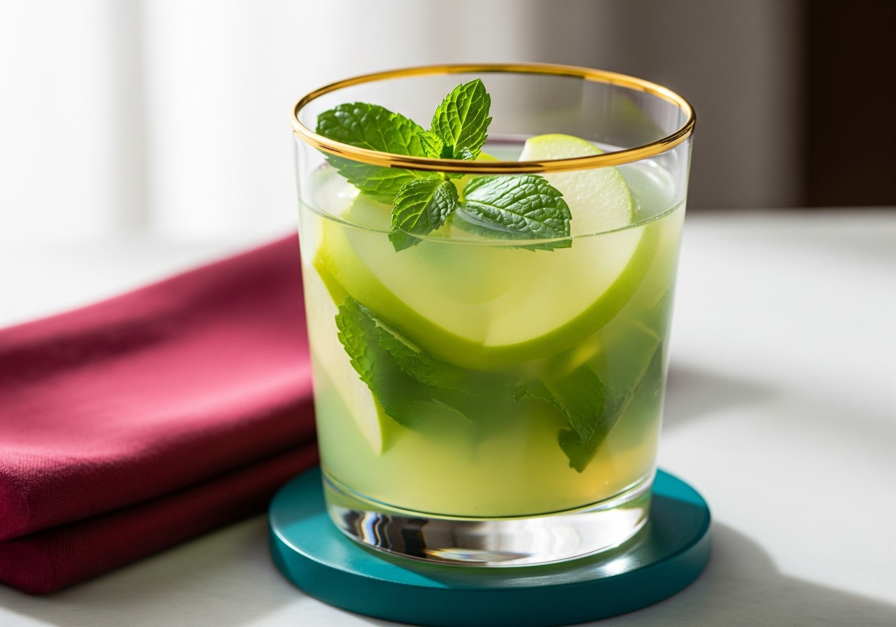 Light green apple and mint juice.