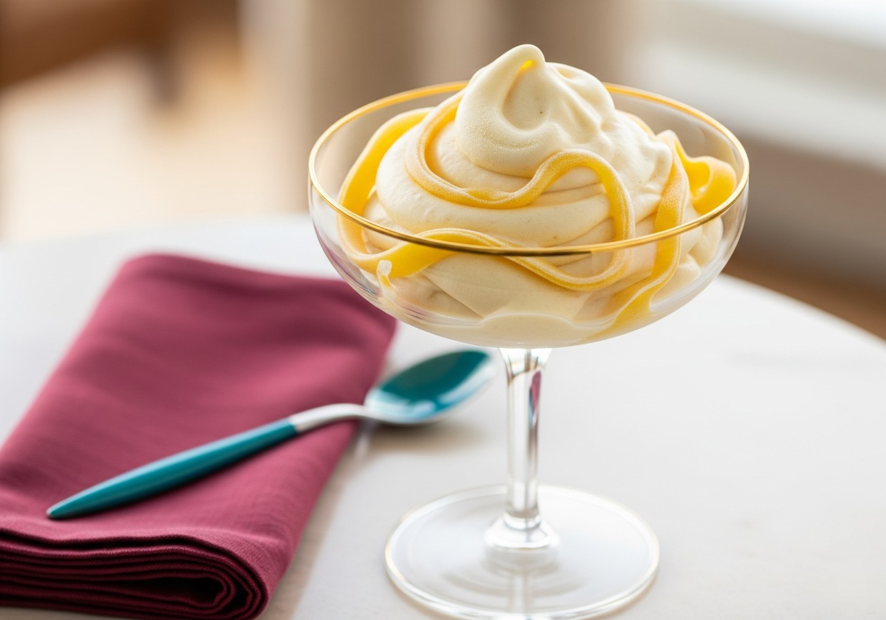 Creamy frozen banana vanilla dessert.