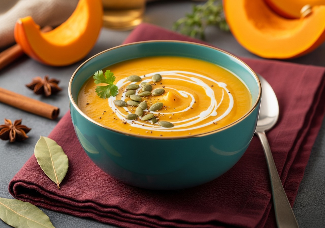 Creamy pumpkin coconut soup.